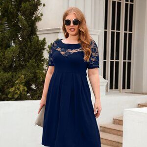 Plus Size Ruched Round Neck Short Sleeve Dress